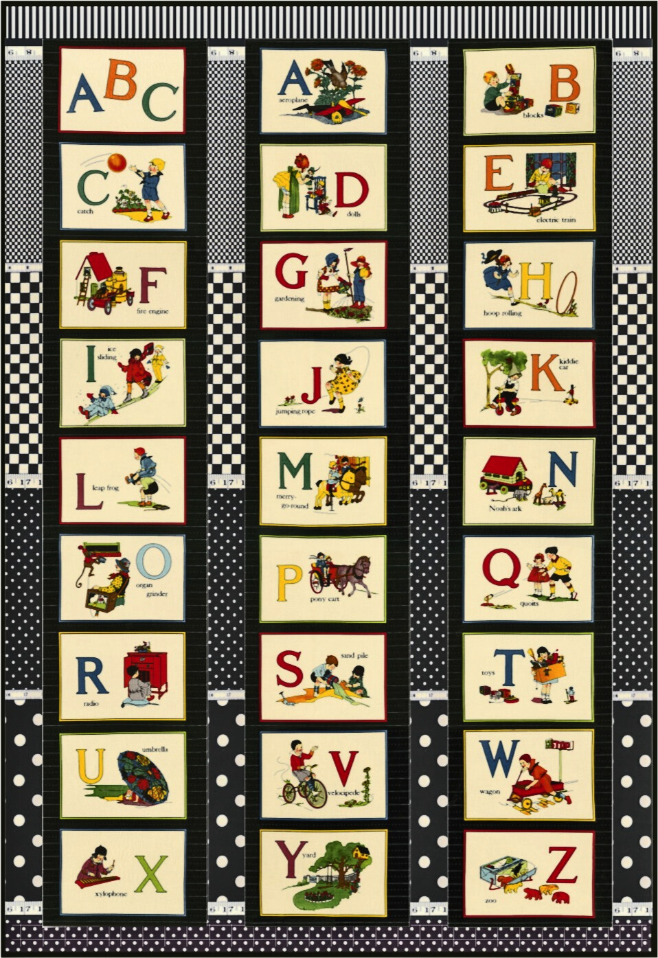 Quilt Kits | AJPKP494 ABC Panel with 4 in 1 Black | American Jane