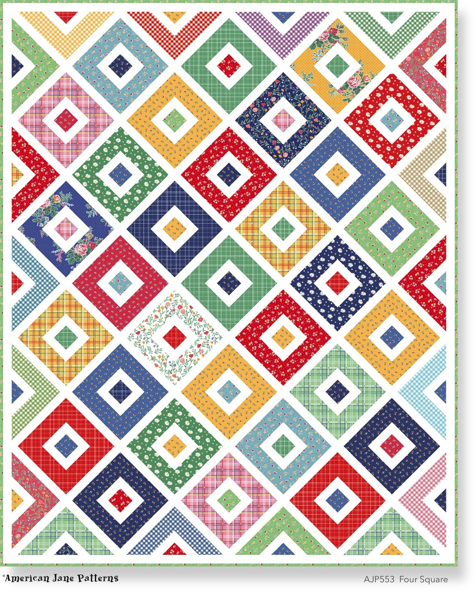 4 Square Color Pattern Patterns | Four Square - Quilt Pattern | American Jane